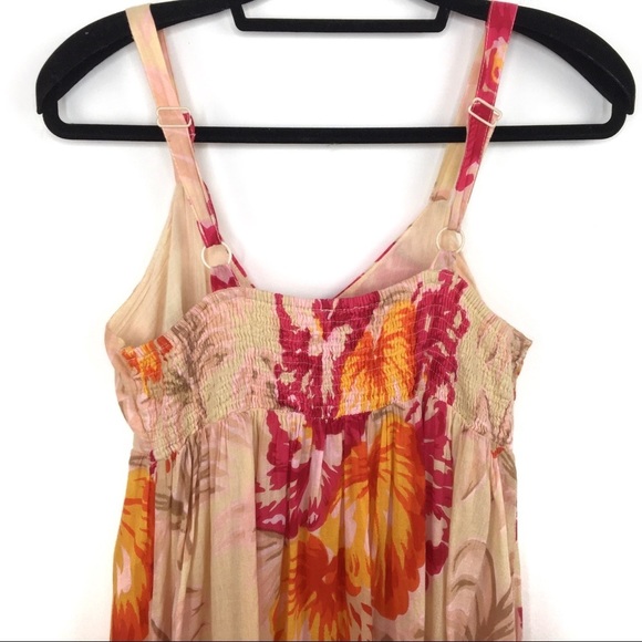 Klozlyne Pink/Orange/Yellow Floral Maxi Dress - Picture 8 of 14